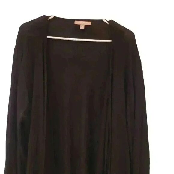 Banana Republic Women's Black Cotton/Viscose/Wool Gauzy Knit Open Front Front Ca - Picture 3 of 11